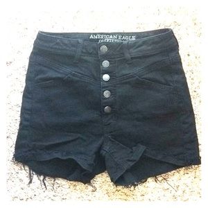 American Eagle, high rise shorts, black